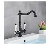 Rubinetto Lavello Cucina, Golden Luxury Kitchen Pure Water Lavello rubinetto Due manici in ceramica Purificazione dell'acqua Purificazione dell'acqua calda e fredda Miscelatore for acqua(Black B)