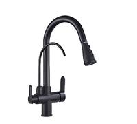 Rubinetto Lavello Cucina Grutta filtrata nera e dorata for cucina tirare fuori spruzzatore acqua potabile tre modi filtro dell'acqua rubinetto cucine rubinetto cucina fredda calda calda calda(Black B)