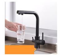 Rubinetto Lavello Cucina Grutta filtrata nera e dorata for cucina tirare fuori spruzzatore acqua potabile tre modi filtro dell'acqua rubinetto cucine rubinetto cucina fredda calda calda calda(Black A)