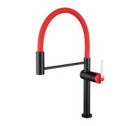 Rubinetto Lavello Cucina, miscelatore cucina Acciaio Inox 304, 2 Modalità Dell'acqua, Rotazione a 360°,Flessibile,Arco alto(220mm), Adatto lavelli a 1 foro, Maniglia singola. (Red)