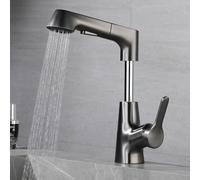 Rubinetto Lavello Cucina Nero, Rubinetto Cucina con Doccetta Estraibile a 2 Modalità, Miscelatore Cucina Monocomando Girevole a 360° Rubinetto Lavandino Cucina, Disponibile Freddo e Caldo