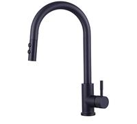 Rubinetto Lavello Cucina Nero, Woen-Flow Miscelatore Cucina con Doccetta Estraibile con 2 Modalità, Rubinetti per Lavelli da Cucina con Girevole a 360°, Acciaio Inox