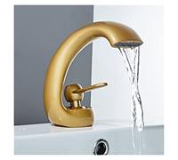 Rubinetto Lavello Cucina, Rubinetti del bacino moderno miscelatore bagno nero rubinetto in ottone lavabo rubinetto singolo manico singolo foro elegante gru for bagno(Brushed gold)