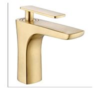Rubinetto Lavello Cucina, Rubinetti eleganti rubinetto for il bagno in oro spazzolato in oro calda e fredda bacino miscelatore tappo in ottone water lavandino(Brushed gold short)