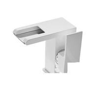 Rubinetto Lavello Cucina, Rubinetto da bagno a LED Cascata Nero/Cromo/Oro Maniglia singola moderna, Miscelatore for montaggio su piano 1 foro Leva commerciale for lavabo(White)