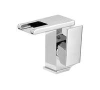 Rubinetto Lavello Cucina, Rubinetto da bagno a LED Cascata Nero/Cromo/Oro Maniglia singola moderna, Miscelatore for montaggio su piano 1 foro Leva commerciale for lavabo(Chrome)