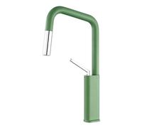 Rubinetto Lavello Cucina, Rubinetto Da Cucina, Rubinetto Cucina Con Doccetta Estraibile, Miscelatore Girevole a 360°, Bocca Alta Tubolare, Regolabile Calda E Fredda Del Rubinetto (Green)