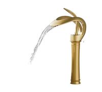 Rubinetto Lavello Cucina, Rubinetto for lavabo creativo stile cascata a foro singolo, rubinetto for lavabo for mobiletto del bagno caldo e freddo, rubinetto for uso domestico tutto in rame(Frosted gol