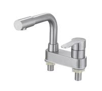 Rubinetto Lavello Cucina, Rubinetto for lavabo da bagno Miscelatore for gru for lavaggio a freddo caldo in acciaio inossidabile, rubinetti for lavabo a rotazione Rubinetto for bagno a doppio foro