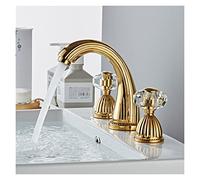 Rubinetto Lavello Cucina, Rubinetto pistola grigio lavandino for bagno rubinetto 3 fori widespread oro/nero/cromato miscelatore for lavabo tocco ad acqua calda e fredda Nuovo(Gold)