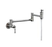 Rubinetto Lavello Cucina, Rubinetto riempitivo for vaso in ottone nero nichel cromato, rubinetto da cucina a parete, rubinetto singolo foro freddo freddo con beccuccio pieghevole(D-Brushed Nickel)