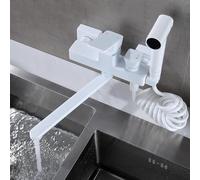 Rubinetto lavello da Cucina Bianco Rubinetto da Cucina a Parete Pistola a spruzzo Calda e Fredda in Ottone Miscelatore da Cucina Multifunzione girevole-20cm