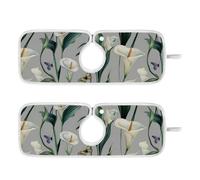 Rubinetto maniglia gocciolamento per lavello da cucina assorbente appendibile Confezione da 2 lavello opaco per cucina Previene l'accumulo di umidità 76,2 cm Art Calla Lily Grey Flower