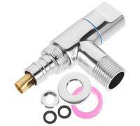Rubinetto Mini in Ottone Argento per Lavatrice Chiusura Automatica | Valvola ad Angolo Multiuso, Ingresso Singolo e Uscita Doppia, Compatibile con Vari Modelli