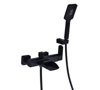 Rubinetto miscelatore a cascata in ottone monocomando per vasca da bagno con miscelatore doccia rubinetto di riempimento beccuccio freddo e caldo per vasca da bagno - nero/nero