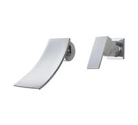 Rubinetto miscelatore a cascata per lavabo a parete, monocomando, cromato, interamente in rame, resistente agli schizzi d'acqua calda e fredda, ideale per bagni moderni