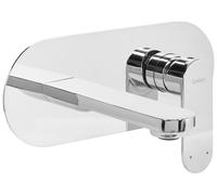 Rubinetto miscelatore a parete monocomando per lavabo in ottone argento KARUAY