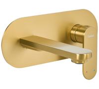 Rubinetto miscelatore a parete monocomando per lavabo in ottone oro KARUAY