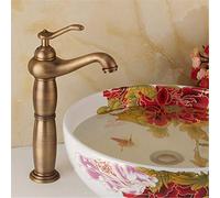 Rubinetto miscelatore acqua calda e fredda rialzata Rubinetto per lavabo in rame, leva singola antica maniglia singola sopra il lavabo da banco,