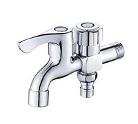 Rubinetto Miscelatore Acqua Fredda Lavatrice Doppio Beccuccio Lavandino In Ottone Tubo Sdoppiatore Adattatore A Doppia Uscita for WC Bagno,Cromo C(Chrome A)
