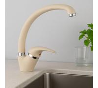 Rubinetto Miscelatore Canna Curva per Lavello Cucina - Monocomando Design Moderno in Finitura Avena Sabbia Beige | Miscelatore Elegante, Girevole a 360° per Cucina Moderna ed Elegante