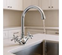 Rubinetto Miscelatore Cucina Doppio Comando Canna Alta Rotante Cromato