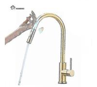 Rubinetto miscelatore cucina Smart Touch estraibile, acciaio inossidabile 304 spazzolato oro/nero, moderno 2025