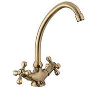 Rubinetto Miscelatore da Cucina a Due Maniglie Fedleen Ottone Anticato | Stile Classico ed Elegante per Cucine Tradizionali | by EUROSANIT