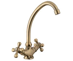 Rubinetto Miscelatore da Cucina a Due Maniglie Fedleen Ottone Anticato | Stile Classico ed Elegante per Cucine Tradizionali | by EUROSANIT