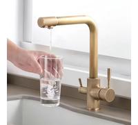 Rubinetto miscelatore da cucina antico a 3 vie, bocca girevole a doppia leva, design 3 in 1 per peccato moderno, rubinetto da cucina Ele e funzionale, facile da inserire