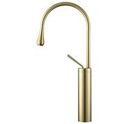 Rubinetto miscelatore da cucina girevole a 360°, in ottone massiccio, moderno, monocomando, foro singolo, rubinetto per acqua calda e fredda, oro (oro)