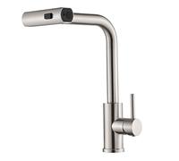 Rubinetto miscelatore da cucina in acciaio inox spazzolato con doccetta estraibile, maniglia singola, beccuccio girevole a 1 foro, rubinetto dell'acqua calda e fredda per lavelli moderni
