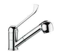 Rubinetto Miscelatore da Cucina in Ottone Cromato con Leva Clinica e Doccetta Estraibile | Design Moderno ed Ergonomico | Alta Qualità, Funzionalità e Comfort d'Uso