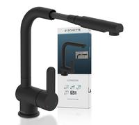 Rubinetto miscelatore da cucina SCHÜTTE 79760 LONDON con doccetta estraibile, rubinetto da cucina con funzione di risparmio energetico, miscelatore monocomando, miscelatore per lavello, nero opaco