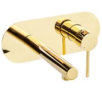 Rubinetto miscelatore da lavabo a parete con maniglia in ottone color oro CLAVIJ