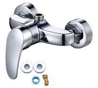 Rubinetto miscelatore doccia in lega di zinco ispessito progettato per montaggio a parete con 5 opzioni di spruzzo e nucleo valvola a disco affidabile (A)