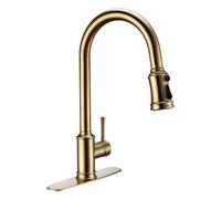 Rubinetto miscelatore estraibile con sensore touch, rubinetto da cucina, rubinetto da cucina per acqua calda e fredda, beccuccio girevole a tre funzioni, foro per maniglia singola (oro)