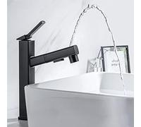 rubinetto Miscelatore for lavabo, rubinetto da cucina con doccetta estraibile, rubinetti for bagno, leva singola doccia, 3 modalità for nero-A, alto, basso-B, nero-B, basso