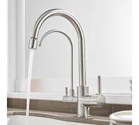 Rubinetto miscelatore for lavello da cucina a 3 vie for filtro acqua in 1 Bevanda diretta calda e fredda 2 modalità filtrato for purificata in ottone-Nichel spazzolato