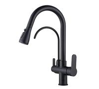 Rubinetto miscelatore for lavello da cucina a 3 vie for filtro dell'acqua in 1 for estraibile caldo e freddo for con for acqua potabile diretta-Nero