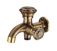 Rubinetto miscelatore in bronzo anticato, stile europeo, da parete, in ottone, per bagno e giardino, doppio uso, lavatrice e design retrò per esterni