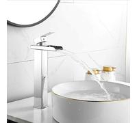 Rubinetto miscelatore lavabo bagno a cascata con piletta acciaio cromato 87397