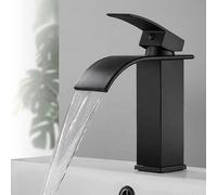 Rubinetto miscelatore lavabo bagno a cascata con piletta acciaio nero Art.79564