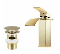 Rubinetto miscelatore lavabo bagno a cascata con piletta effetto oro Art.79565