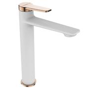 Rubinetto Miscelatore Lavabo Bianco Oro Alto Monocontrollo Alians