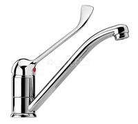 RUBINETTO MISCELATORE LAVABO COMANDO A GOMITO LEVA LUNGA CLINICA RISTORANTE