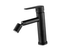 Rubinetto Miscelatore Lavabo in Acciaio Inox Nero a Foro Singolo | Installazione Semplice, Uso Facile, Design Salvaspazio, per Bagno e Cucina, Finitura Nera