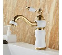 Rubinetto Miscelatore Lavabo Retro, Bocca Girevole 360°, Rubinetto Lavandino In Ottone Rubinetto Bagno Acqua Calda E Fredda, Miscelatore Monocomando Lavabo, Oro Bianco Efficency