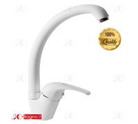 Rubinetto Miscelatore Lavatoio Lavanderia Cucina Canna Alta Girevole Bianco Nero