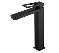 Rubinetto miscelatore moderno per lavabo da bagno in oro spazzolato, grande rubinetto monoforo, struttura in ottone puro resistente, design elegante per bagni di lusso